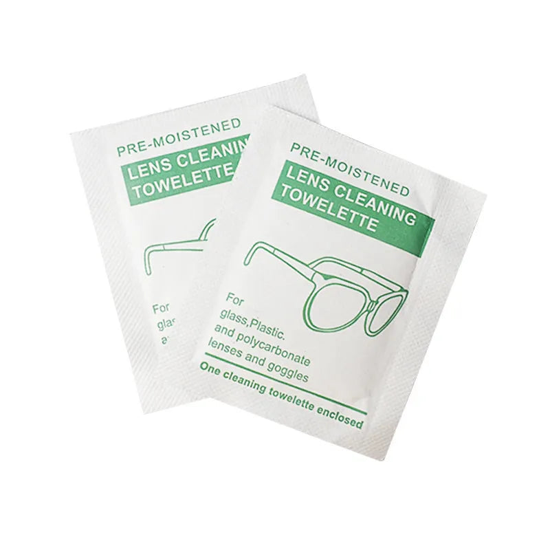 100 individually packaged quick-drying lens cleaning wipes for glasses and screens
