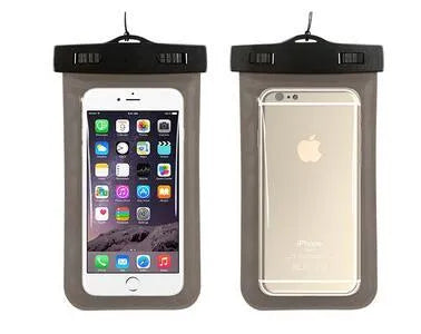 Waterproof phone pouch with transparent touch screen and adjustable lanyard for 30 metre depth protection