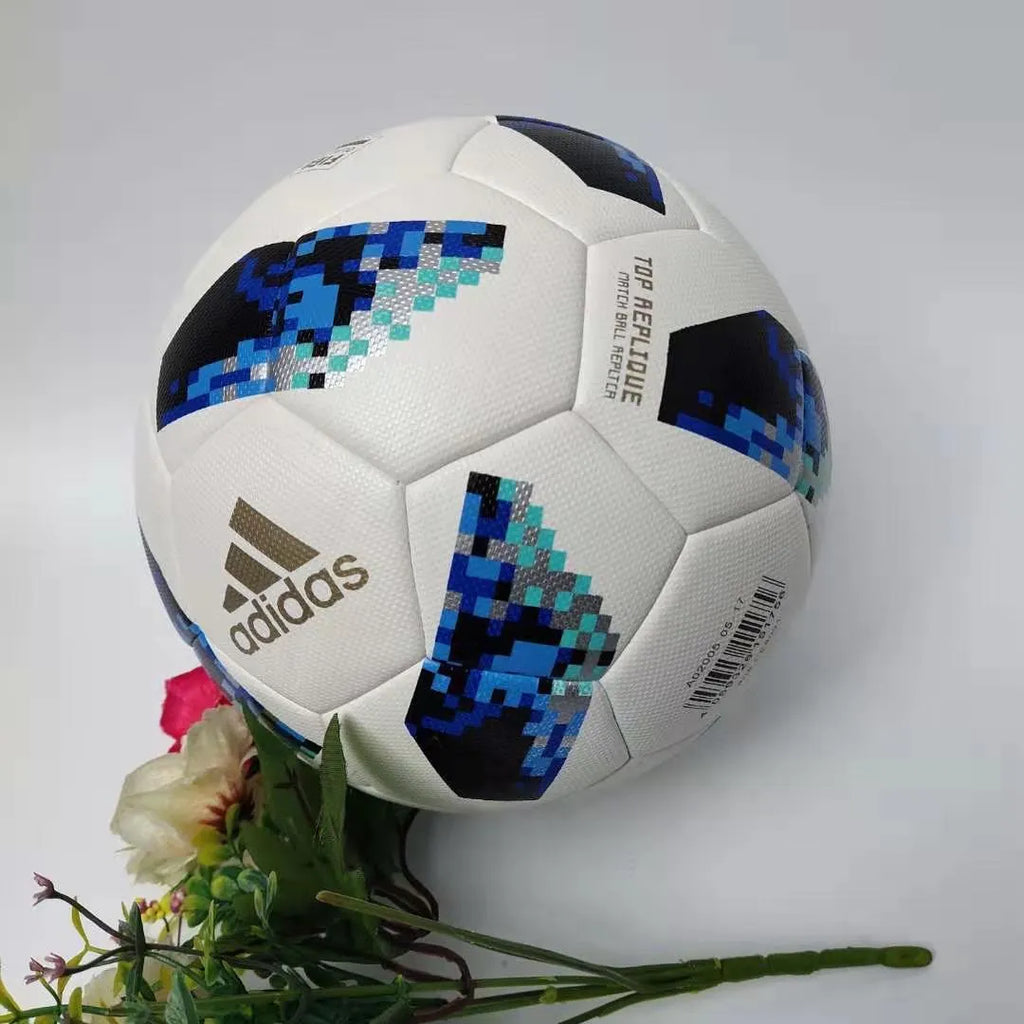Size 5 football with reinforced PVC cover in blue, gray, and red colour options