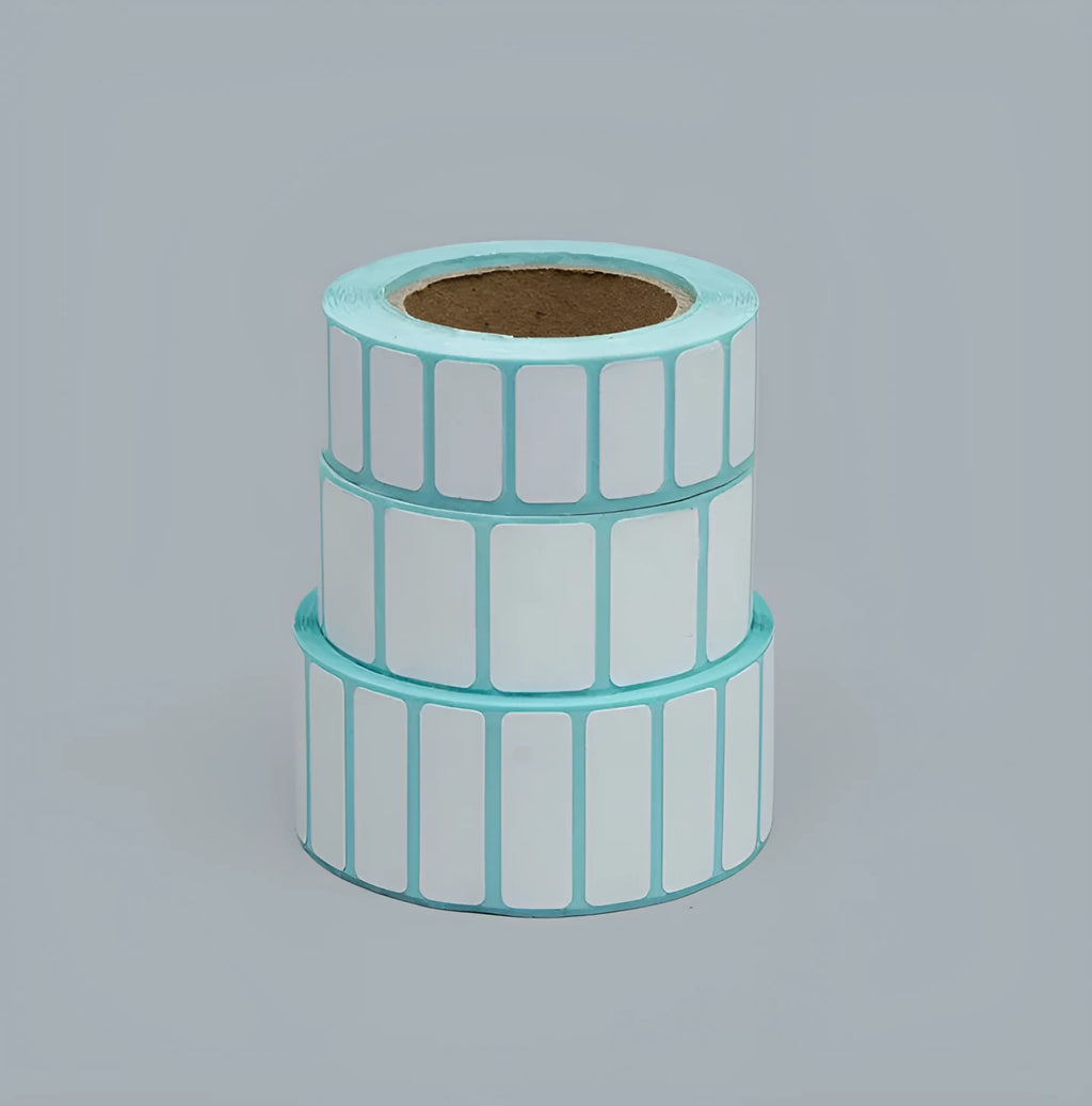 Roll of 20x10mm waterproof stickers, 3000 double-row labels on black and blue hot paper