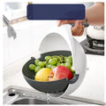 Double drain basket bowl in PP with fine holes, round or square, for washing fruit, vegetables and rice