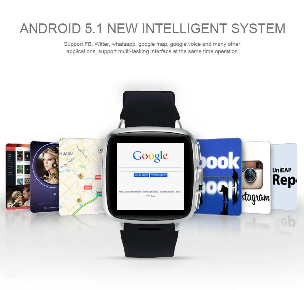 Black or white smart watch with a 1.54 inch HD touch screen and a wrist strap.