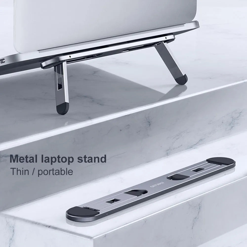 Aluminium alloy laptop stand 216x26mm with silicone pads in silver or dark grey