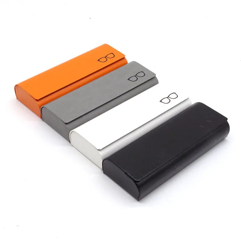 Simple high-grade leather glasses case in gray with hard shell for eyewear protection