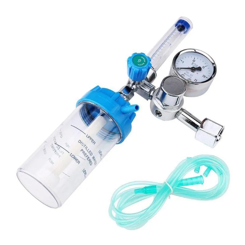 Blue oxygen pressure reducer for cylinder with rated outlet pressure 0.25 MPa and flow range 1-110 m3/h