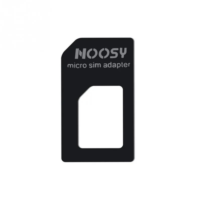Three-piece SIM card cutting kit with nano SIM trays and micro adapter in black or white