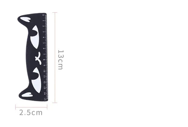 Kawaii candy colour cat wooden ruler, approximately 13cm by 2.5cm, in black, blue, pink, or white.