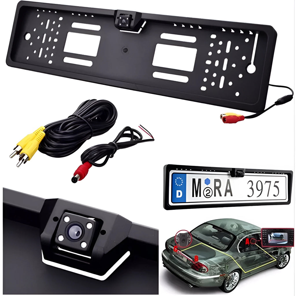 Black ABS license plate frame model HR-217A measuring 57x14x4.5mm