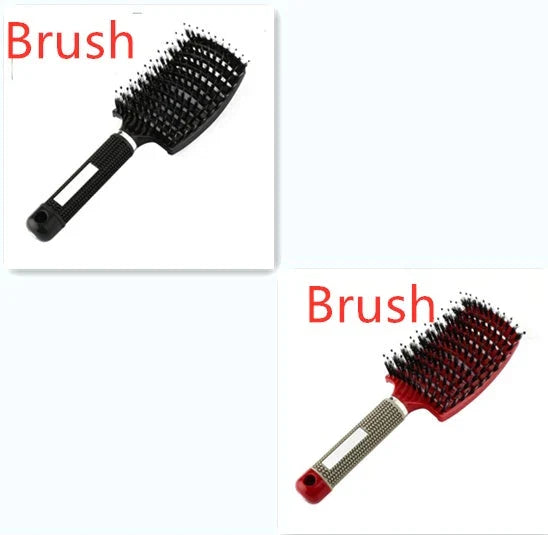 Detangling hairbrush with bristle and nylon teeth for effortless hair management and scalp massage