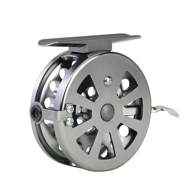 Silver aluminium alloy front round rock rod wheel with brake handle and perforated wheel body
