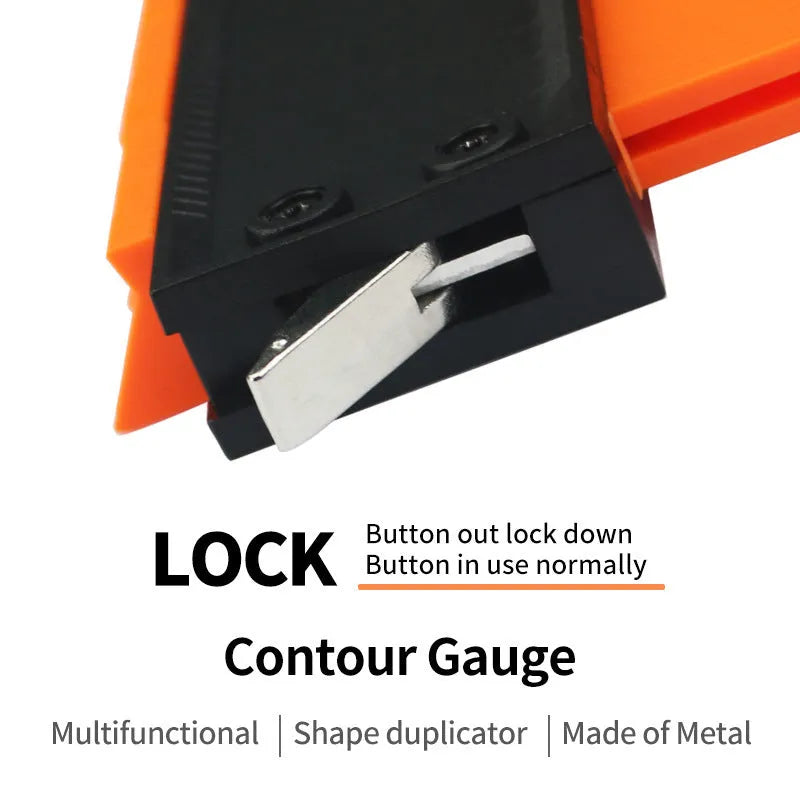 Orange 5 and 10 inch ABS contour gauge duplicator with aluminium alloy frame for measuring irregular shapes