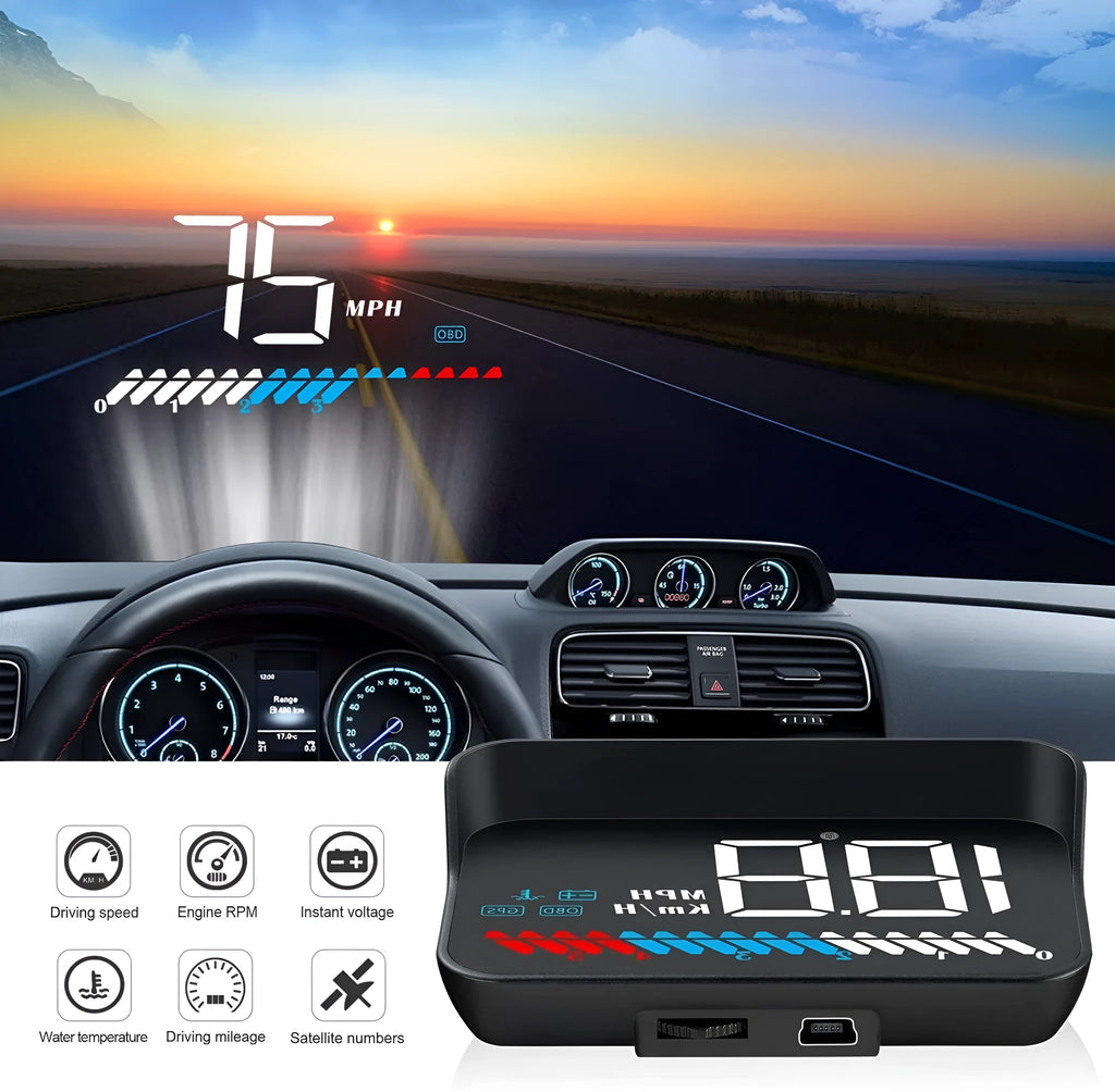 M7 dual system vehicle-mounted HUD head-up display with GPS in black colour