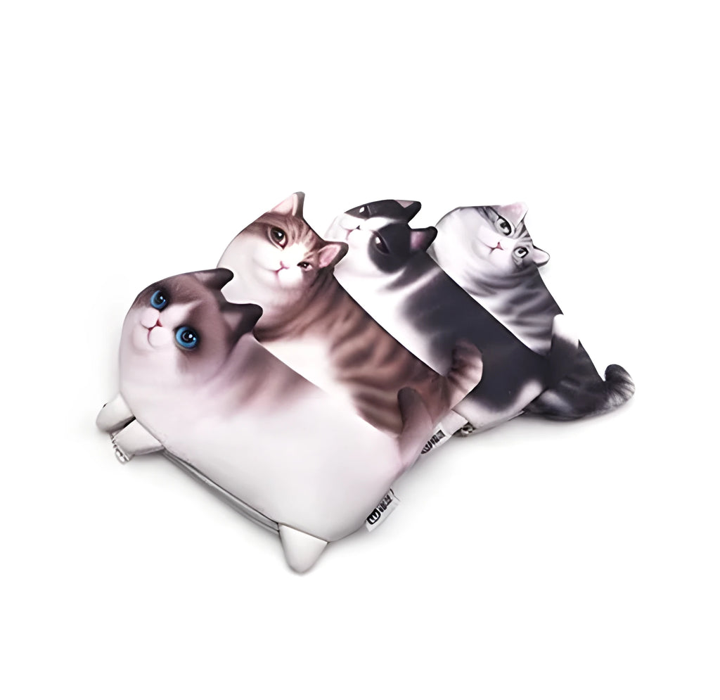 3D printing cat design travel cosmetic organiser bag in black, coffee, creamy, grey colours