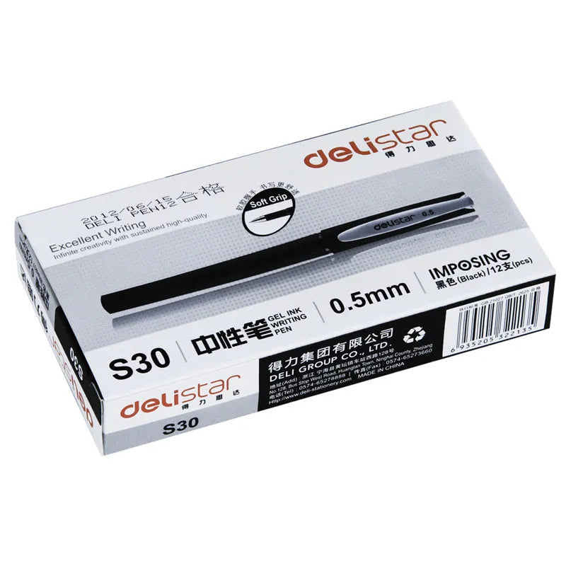 Frosted black 0.5mm quick dry business pen on white background