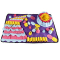 Pet snuffle mat feeding blanket with soft fleece strips and anti-slip silicone points, grey, 70x105cm