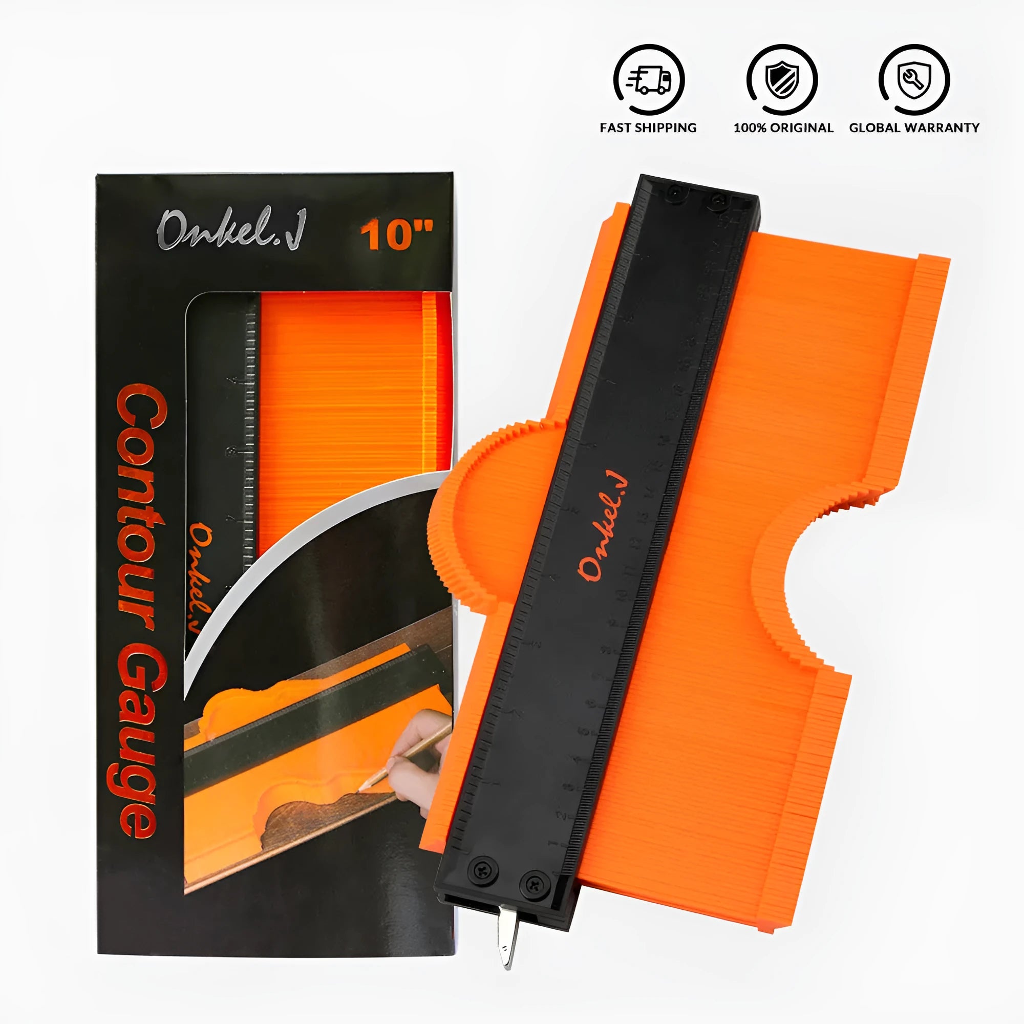 Orange 5 and 10 inch ABS contour gauge duplicator with aluminium alloy frame for measuring irregular shapes