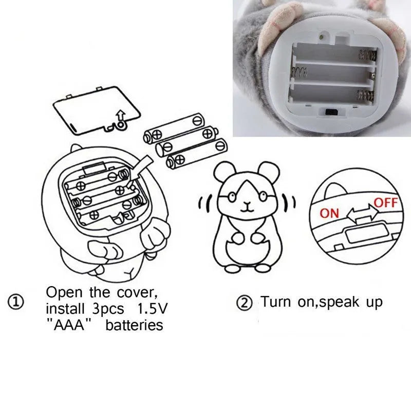 15 cm light brown talking hamster plush toy with head bobbing and voice repeat function