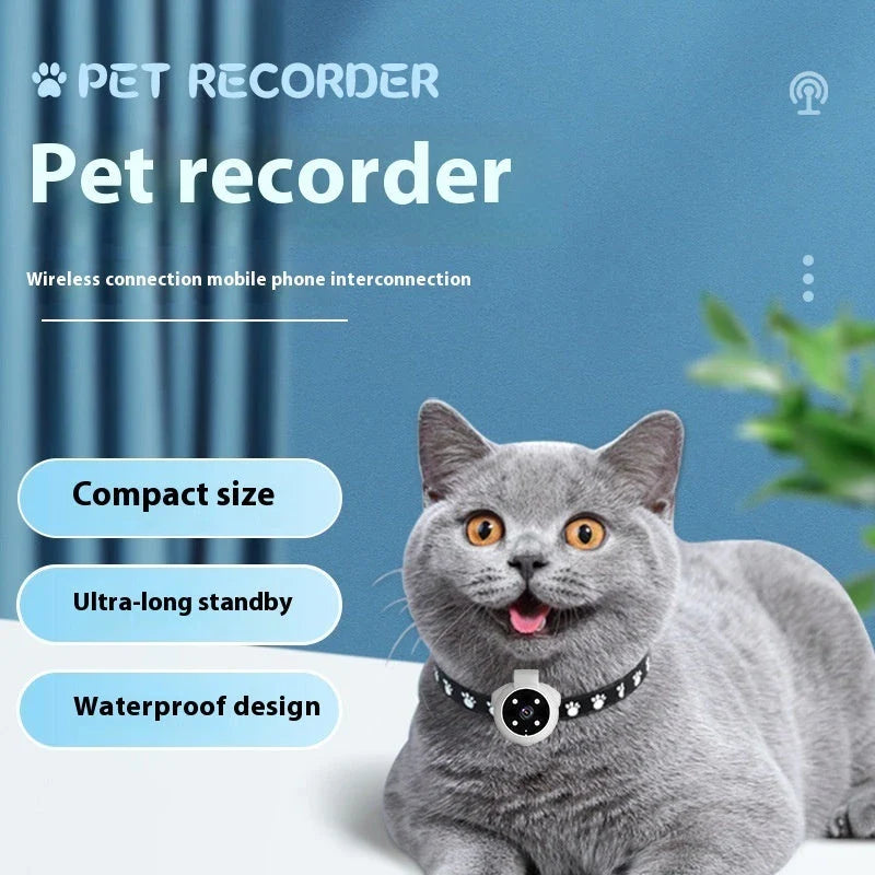 Wearable pet camera collar with GPS tracker, allowing you to record and monitor your furry friend's activities from their perspective