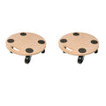 Two natural wood coloured platform trolleys with non-slip decks for moving heavy loads.