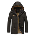 Fashion thick men cotton warm jacket with lapel collar in khaki, solid colour casual style