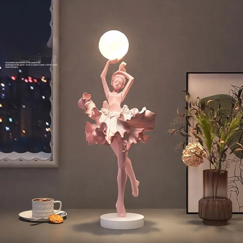 Art Girl style resin night lamp with USB charging cable in one of four colour options