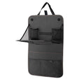 Black car seat back storage bag with red line, Oxford cloth, 38 x 60 cm, multi-pocket organiser and foldable tray