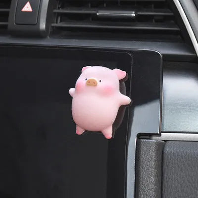 Cute resin cartoon pig figurine designed as a car dashboard decoration accessory.