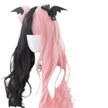 Black and pink long curly Harajuku Lolita wig with fringe for cosplay.