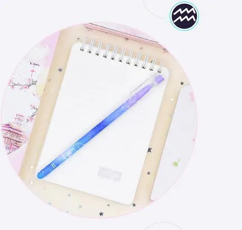 Box containing 12 colourful Constellation quick-drying gel pens for office and writing tasks.