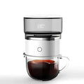 White ABS smart coffee maker with SUS304 filter and Tritan water tank, battery operated