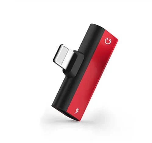 Aluminium alloy dual Lightning audio converter adapter for iPhone, 2.9cm length, in black