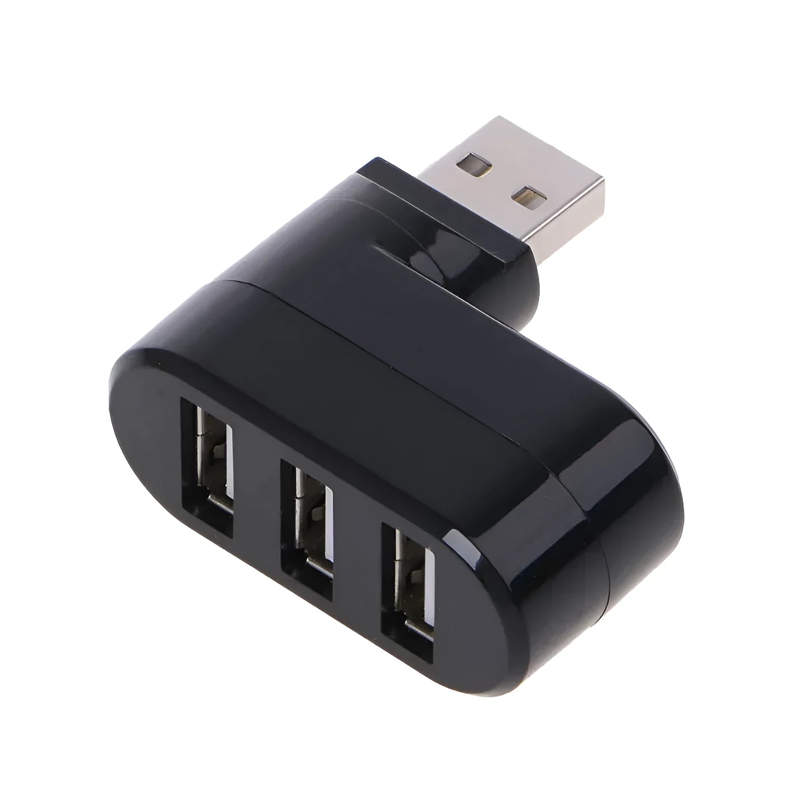 Black and white 4-port USB 2.0 hub for laptop connectivity expansion