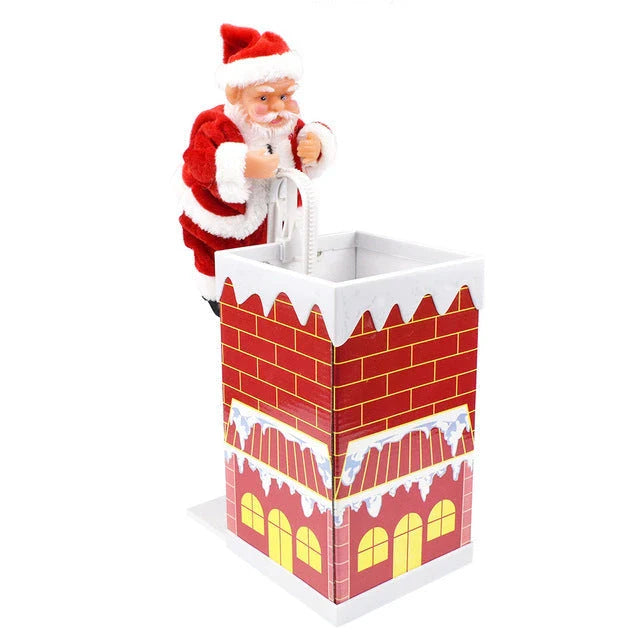 Magical Santa Claus decoration that climbs up and down a chimney, playing Christmas carols and creating a festive atmosphere