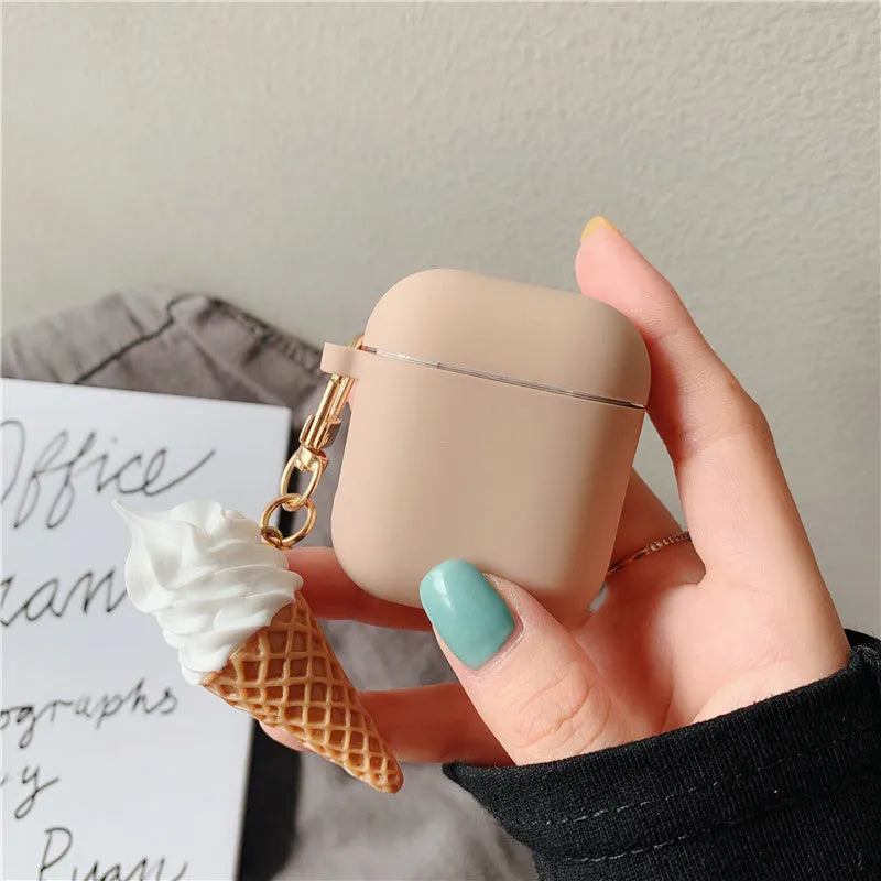 AirPods 2 silicone protective case in ice cream cylinder design with multiple colour options
