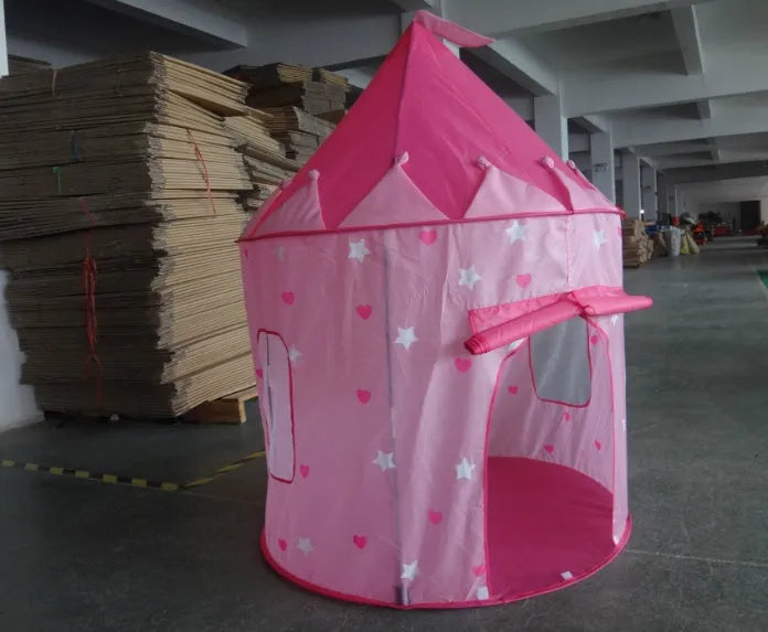 Foldable castle play tent for children with zipper carry bag – blue colour option
