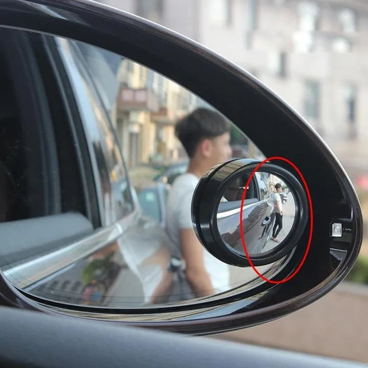 Car borderless small round convex mirror with 360 degree rotation for reversing blind spot safety