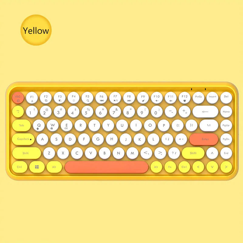 Wireless Bluetooth keyboard, 84 keys, ABS, 320x136.6x30.5mm, Black Colourful Green Pink White Yellow White