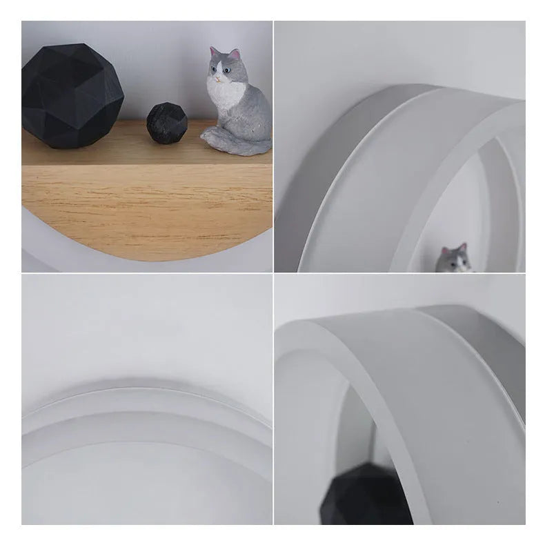 Modern LED wall lamp with acrylic shade in black finish, 200mm size, push-button switch, E14 base