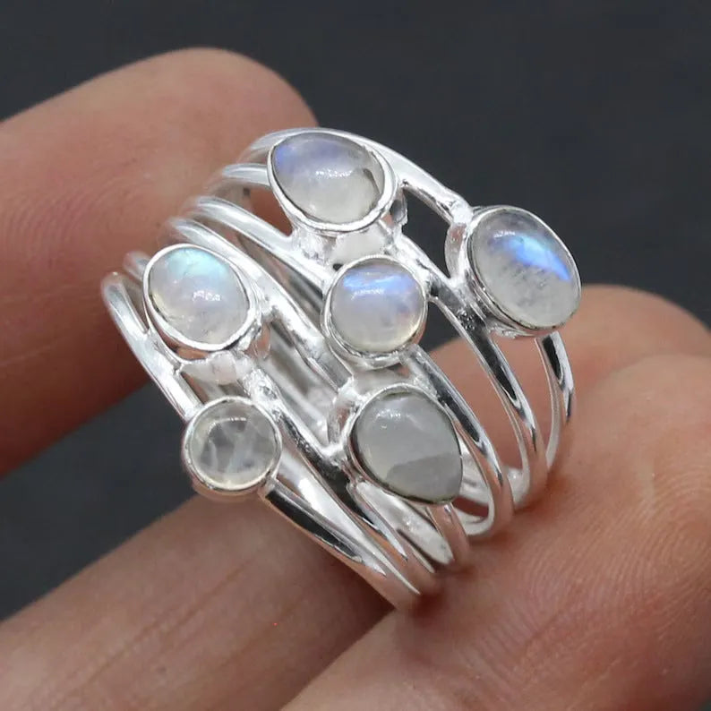 Irregular wide band ring for women silver electroplated zinc alloy on finger