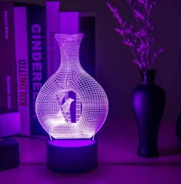 Creative 3D LED night light with acrylic plate on ABS base showing multi-colour illumination