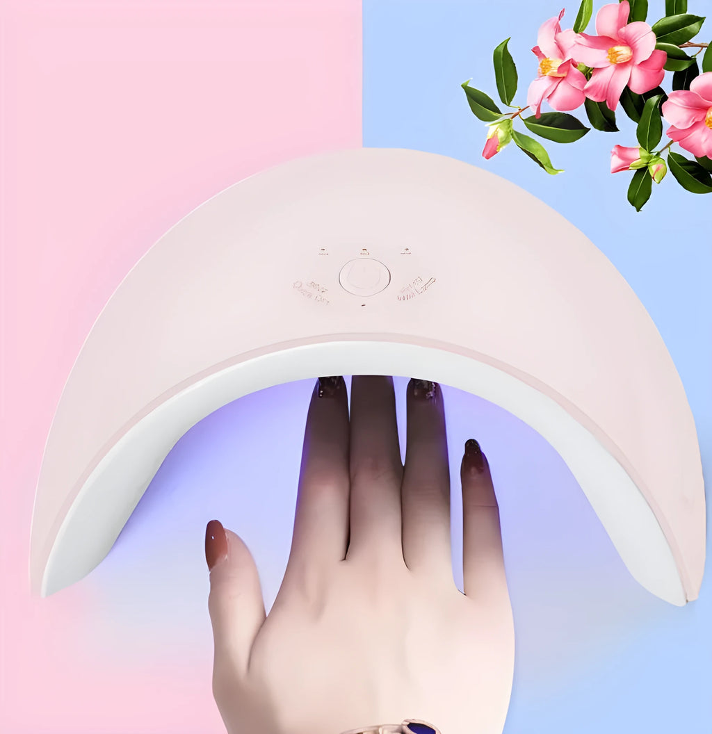 White 36W LED phototherapy nail lamp with 365 + 405nm wavelength and 190 x 120 x 75mm size