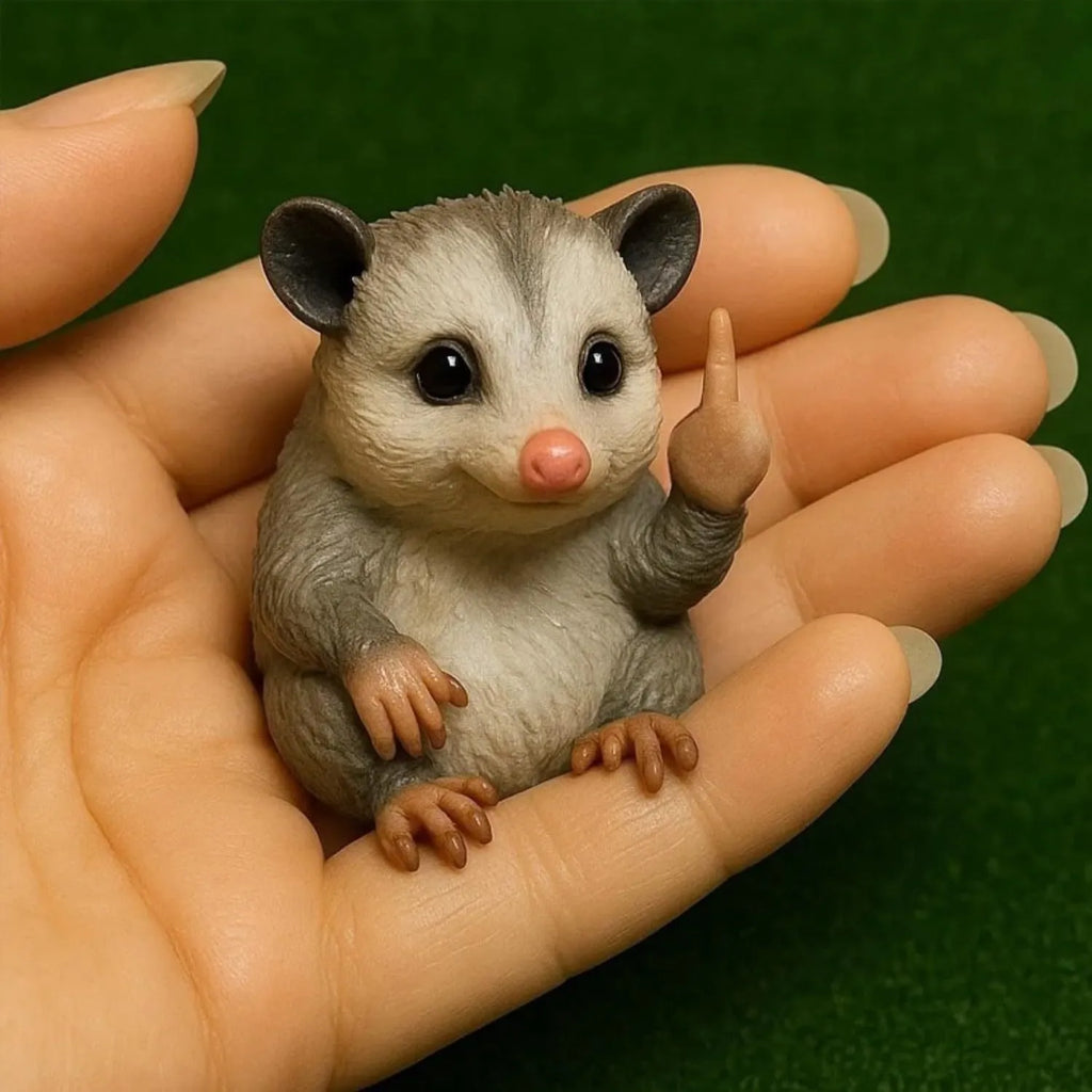 Mini resin animal middle finger doll ornament in dog, cat, elephant, or other animal styles