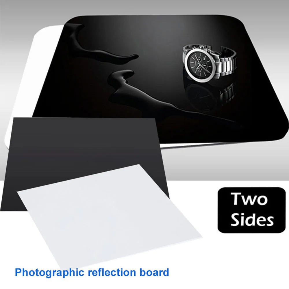 Black and white acrylic shooting reflection board for jewellery photography backgrounds