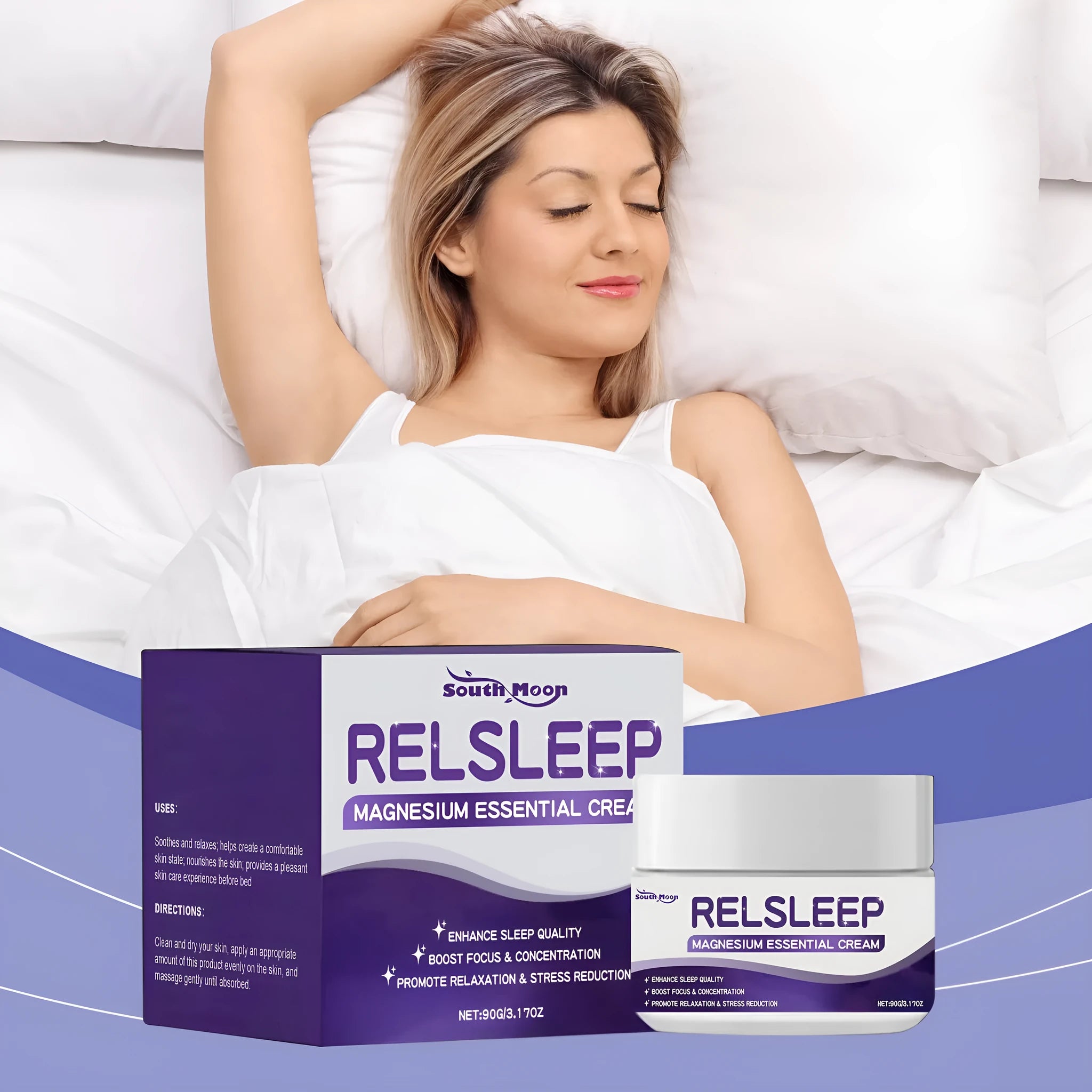 Sleep Magnesium Essence Cream 90g container with honey and magnesium sulfate formula