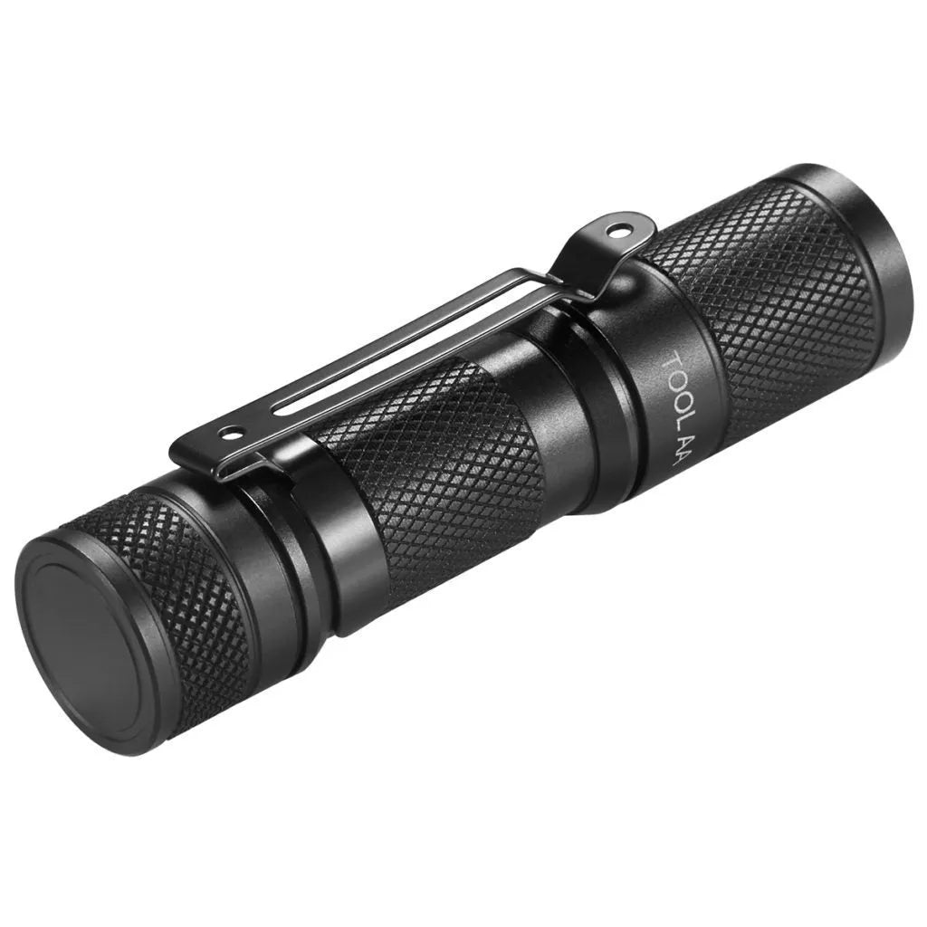 Lumintop Tool AA 2.0 black compact flashlight with magnetic tail cap and diffuser accessory