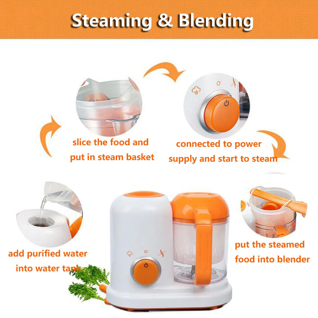 Multi-function baby food processor in light green with steam and blend functions, 190ml capacity, and BPA-free construction