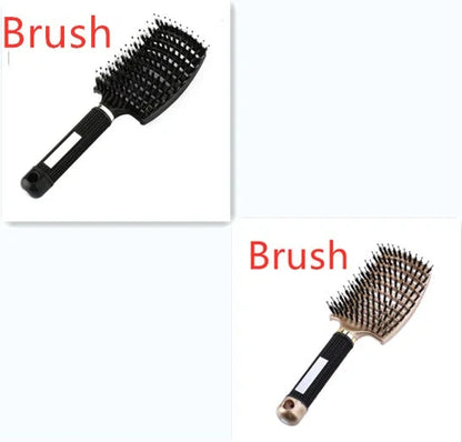 Detangling hairbrush with bristle and nylon teeth for effortless hair management and scalp massage