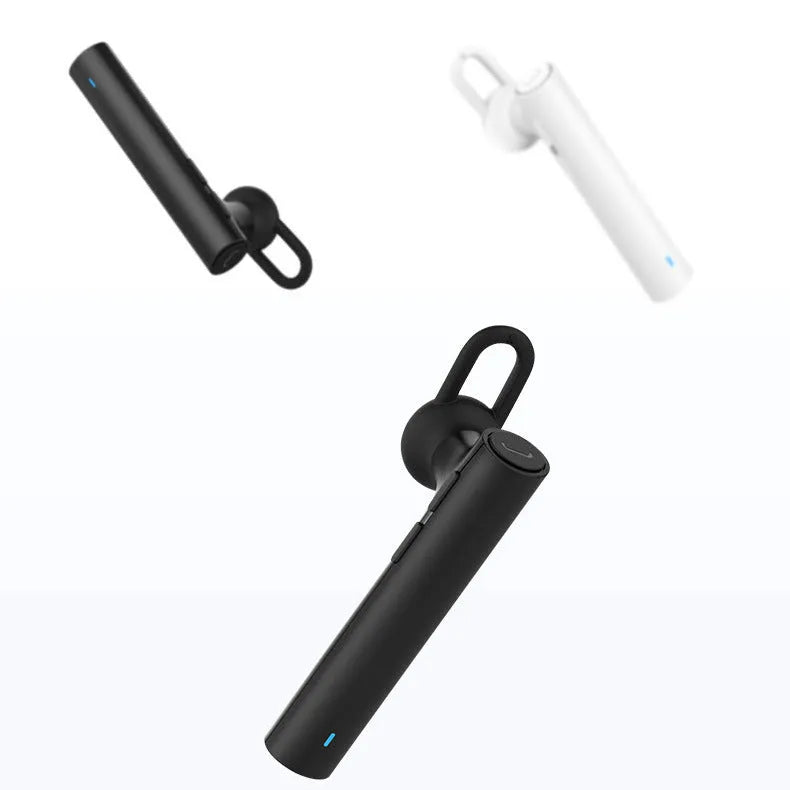 Compact black and white wireless Bluetooth V4.1 headset earpiece showing scale.