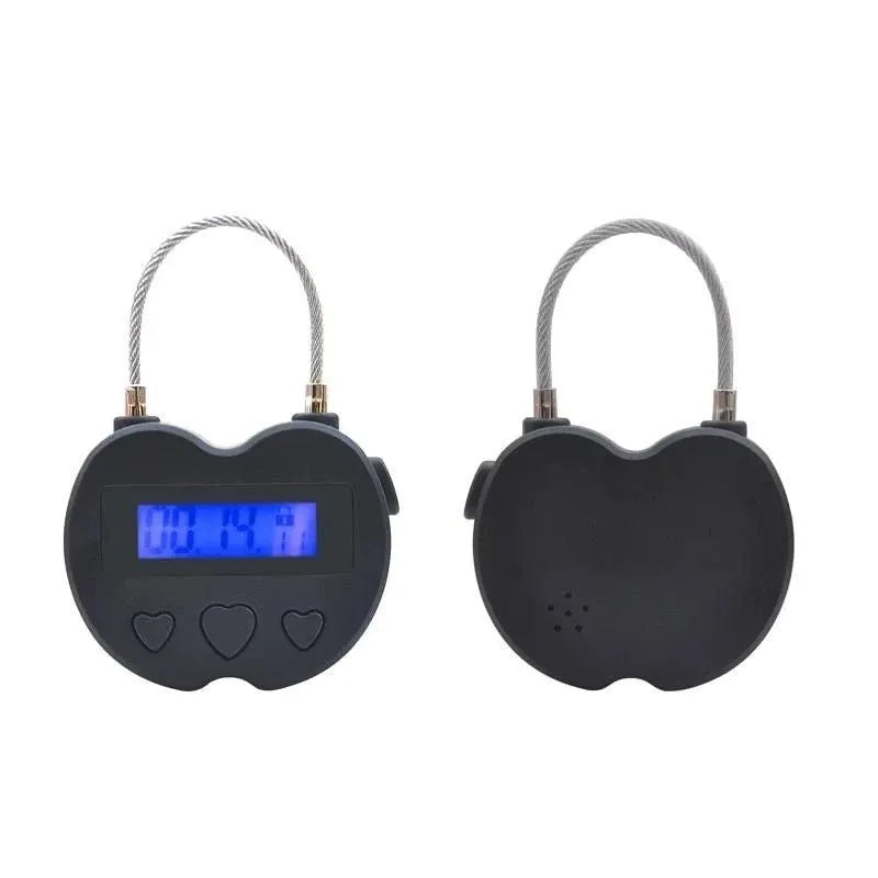 Anti-addiction countdown timer electronic lock in black with ABS body and wire rope