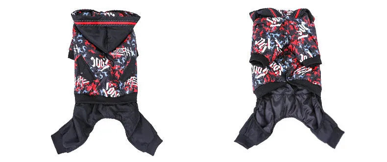 Cotton printed dog coat for extra large breeds shown in 3XL size with colourful pattern
